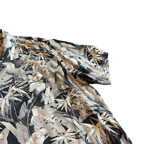 Tommy Bahama Silk Blend Button-Down Shirt Short Sleeve Grey White XXL 2XL Men's - Picture 3 of 11